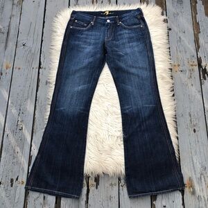 7 For All Mankind A Pocket Dark Wash Mid Rise Blue Bootcut Flare Jeans size 30